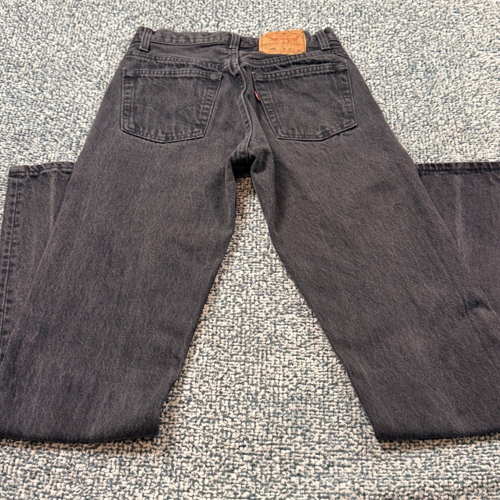Levis 501 Women's. Vintage Faded Black Straight Leg Button Fly Jeans W28 L34